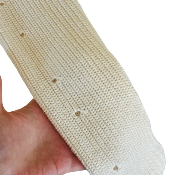 Lauren Ralph Lauren Cream (Missing laces) Perforated Sleeve SZ Medium Sweater - Picture 11 of 11
